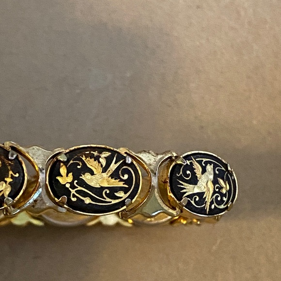 Damascene Goldtone Bracelet - Picture 8 of 9